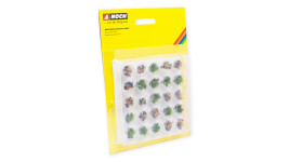 NOCH 06921 - Grasbüschel steinig, grün/beige mit grauen Steinen, 6 mm (25 Stück)